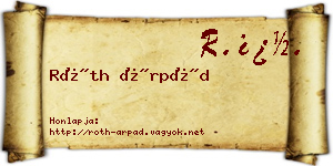 Róth Árpád névjegykártya